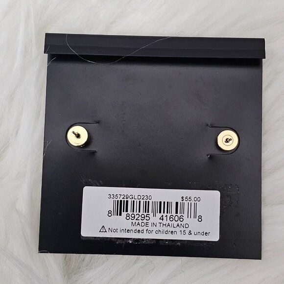 Coach Gold Tone and Oval Crystal Stud Earrings - Picture 4 of 5